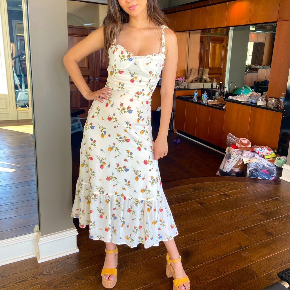 REFORMATION floral smocked back bodice dress